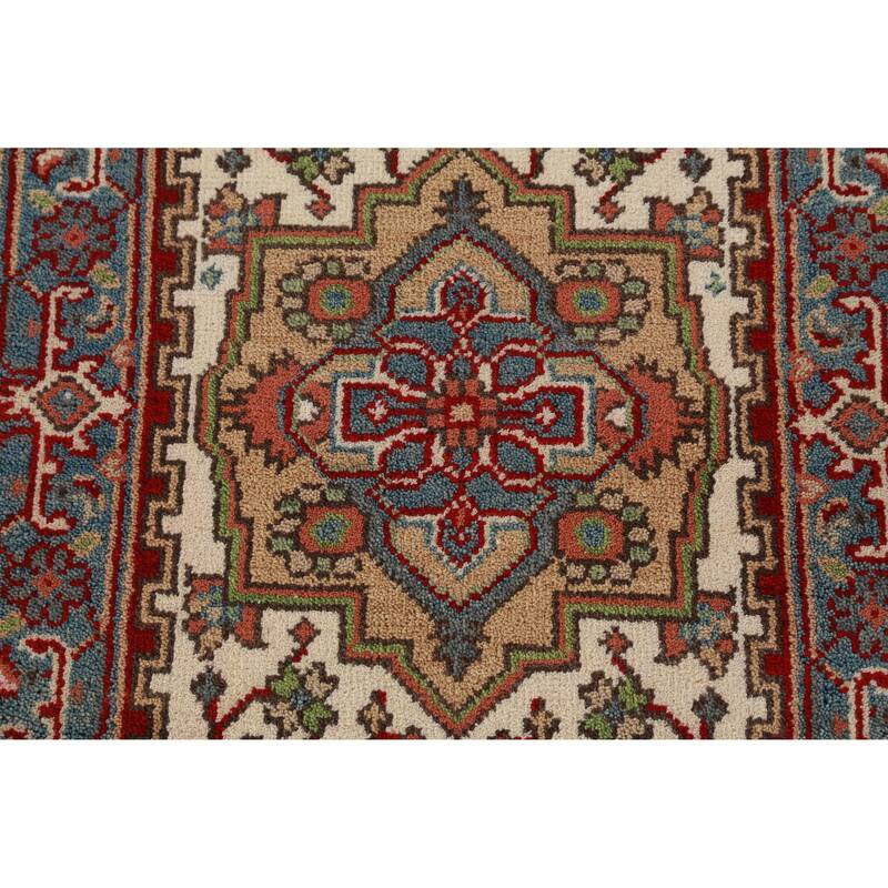 Ivory Heriz Serapi Indian Runner Rug Hand-Knotted Wool Carpet - 2'5"x 8'0"