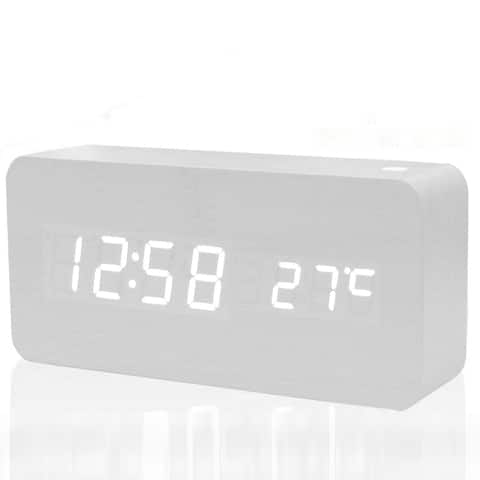 Mordern LED Wooden Digital Alarm Clock With USB Charging Ports
