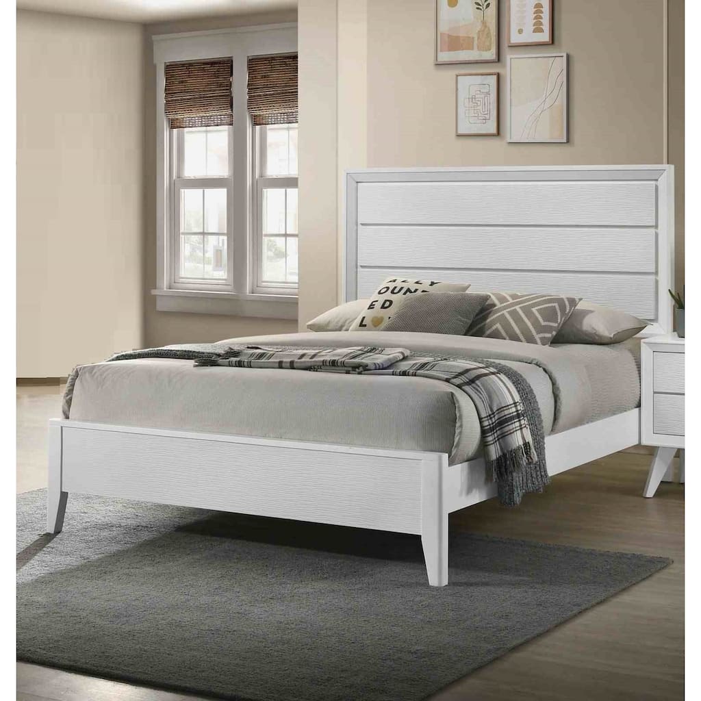 White Finish 1 Piece Modern Bed
