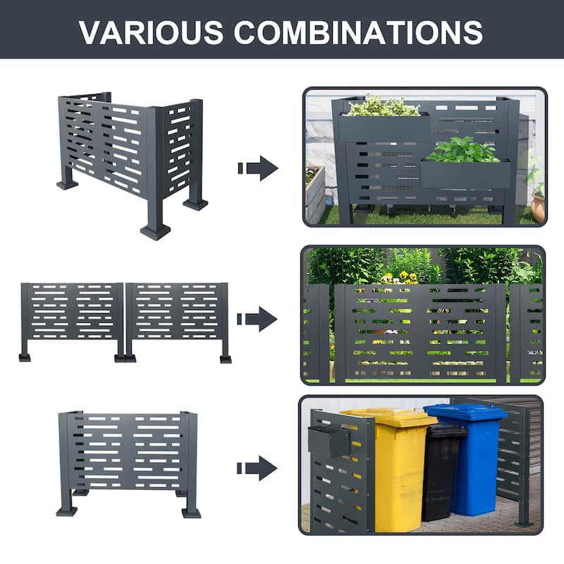 Outdoor Air Conditioner Privacy Fence Cover - Metal Design with 3 Panels, Ideal for Concealing AC Units