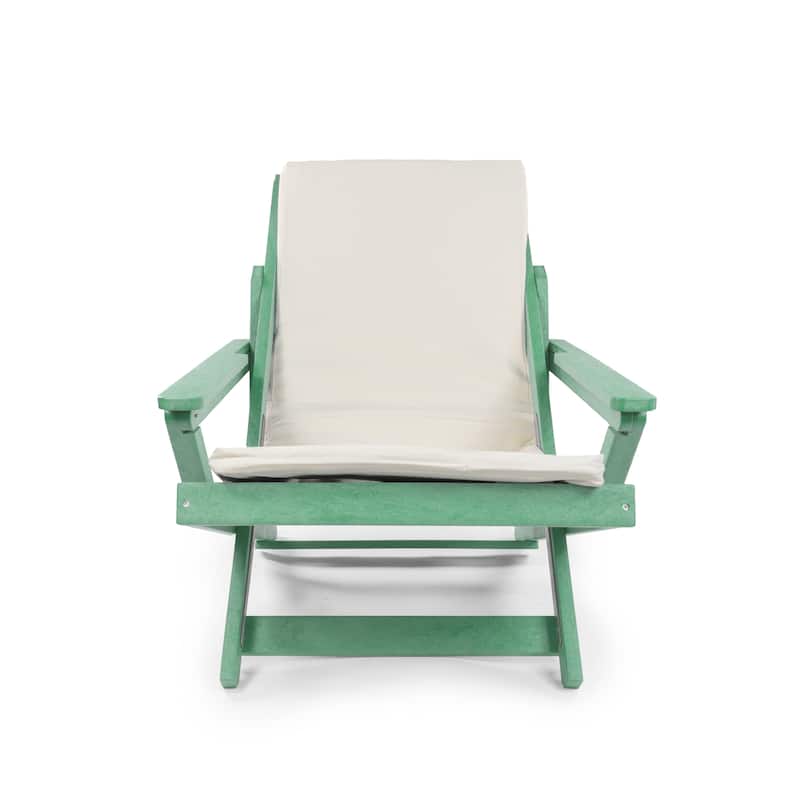 Aspen Fully Assembled All-Weather HDPE Outdoor Folding Lounge Chair with Removable Cushion