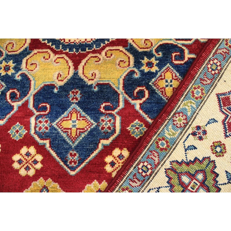 Tribal Kazak Milagros Red/Beige Wool Rug - 5'10'' x 8'9''