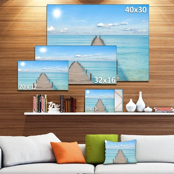 Designart "Pier Infinite to the Sea" Seascape Photo Canvas Print