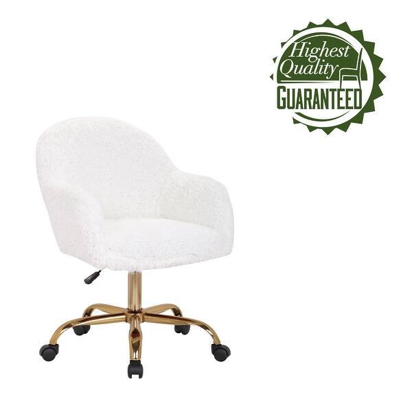 Porthos Home Quiana Swivel Office Chair Shaggy Upholstery Gold Legs Overstock 31423570