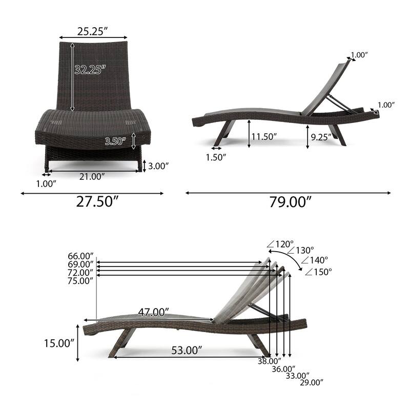 Modern Outdoor Aluminum Frame Wicker Recliner