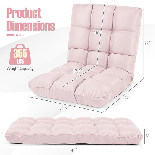 dimension image slide 0 of 6, Costway Adjustable 14-Position Floor Chair Folding Lazy Gaming Sofa