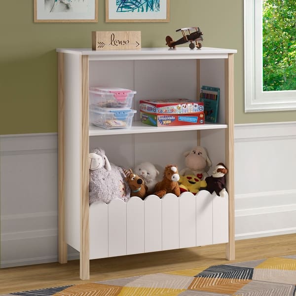slide 2 of 6, Kellom White Bookcase with Storage White