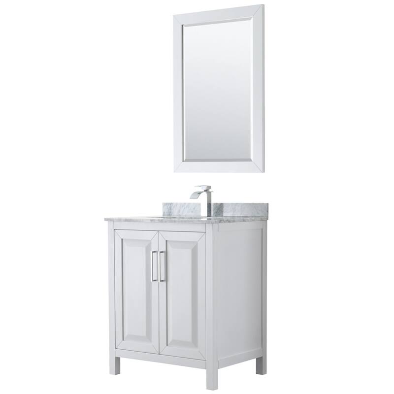 Wyndham Collection Daria 30" Free Standing Single Vanity Set with MDF - White / White Carrara Marble Top / Polished Chrome - Painted