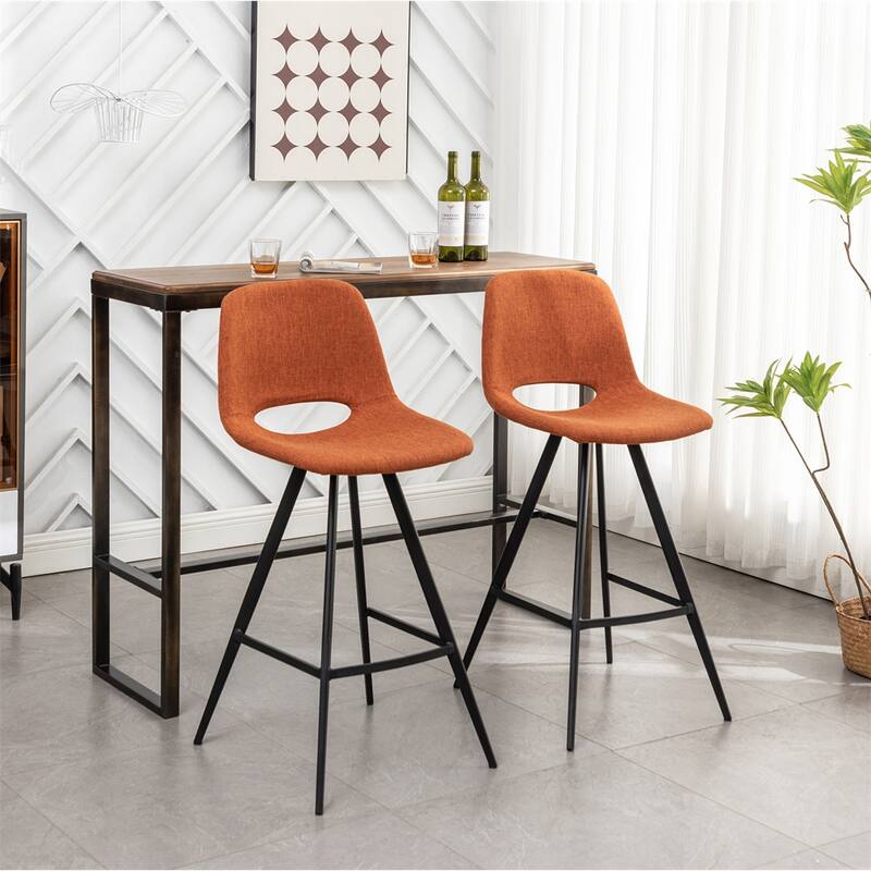 Fabric Kitchen Counter Height Stools (Set of 2) - Orange