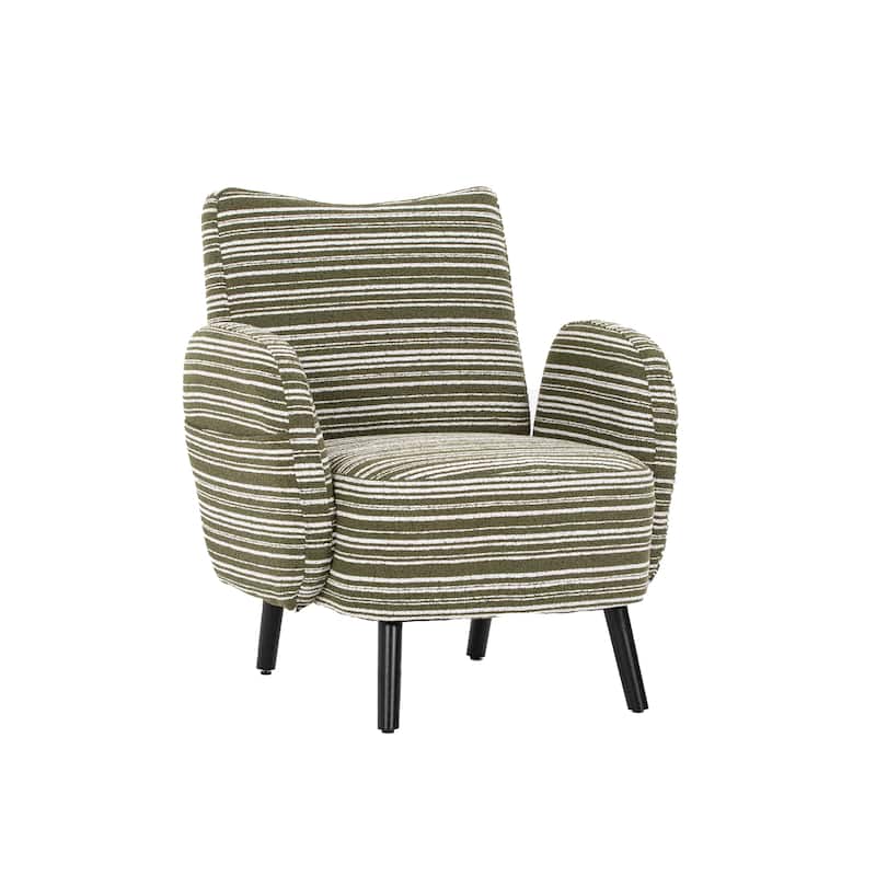 Boucle Upholstered Lounge Armchair, Reading Chair with Side Storage Pocket, Single Sofa Chair with Solid Wood Legs
