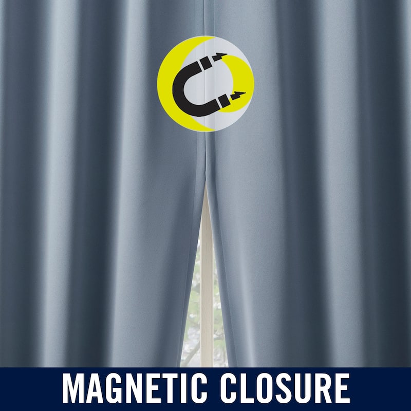 Sun Zero Sheridan Dual-Sided Magnetic Closure Total Blackout Grommet 2-Piece Curtain Panel Pair