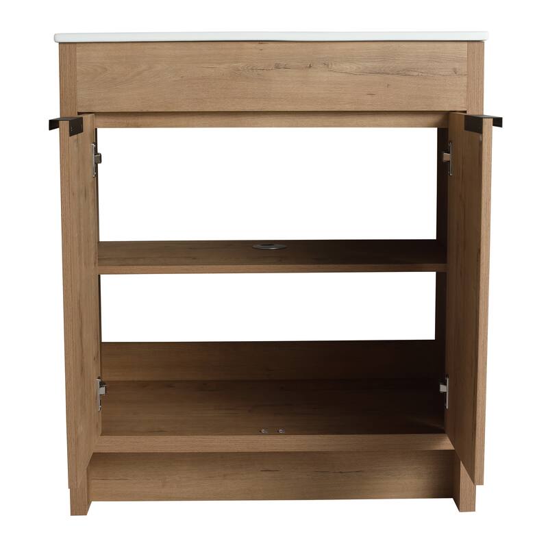 30" Freestanding Bathroom Vanity Cabinet with 2 Soft-Close Doors, Adjustable Shelf, Eco-Friendly Plywood Base, Vanity Only
