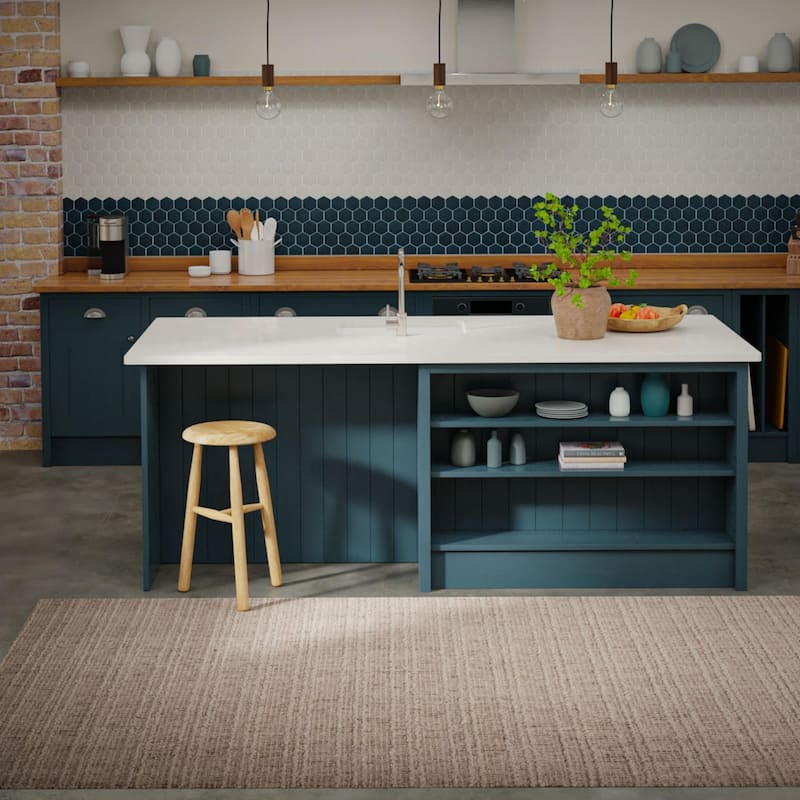 Alora Decor Lofton Geometric Stripe Textured Modern Wool Rug