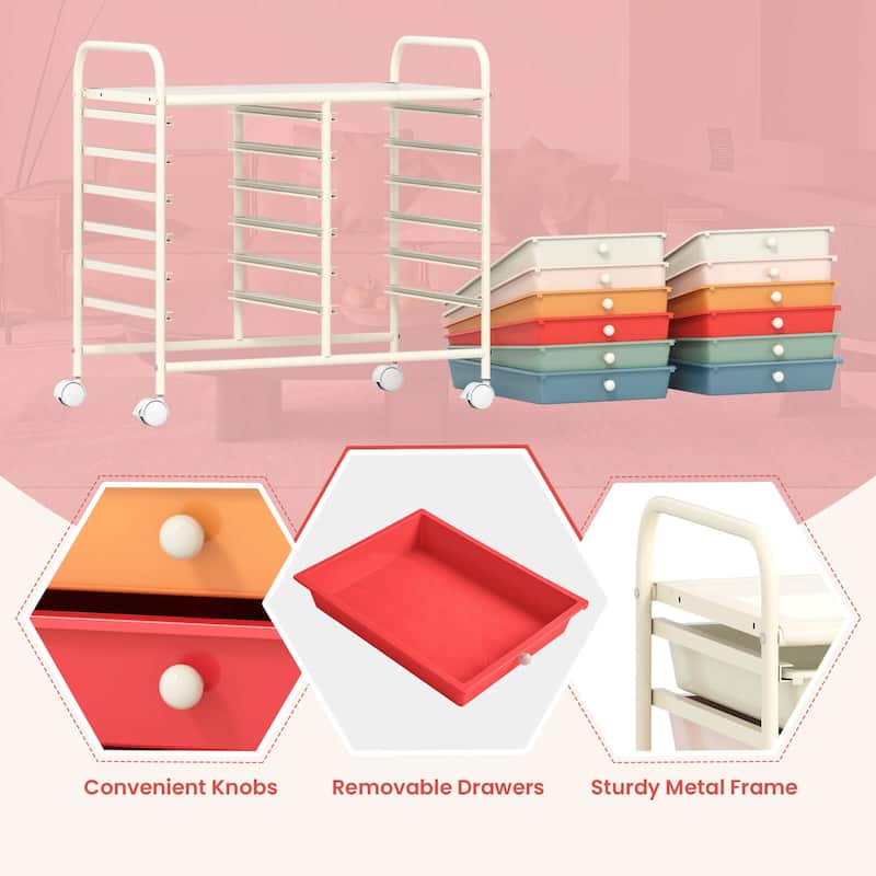 Costway 12 Drawers Rolling Cart Storage Scrapbook Paper Studio - See Details