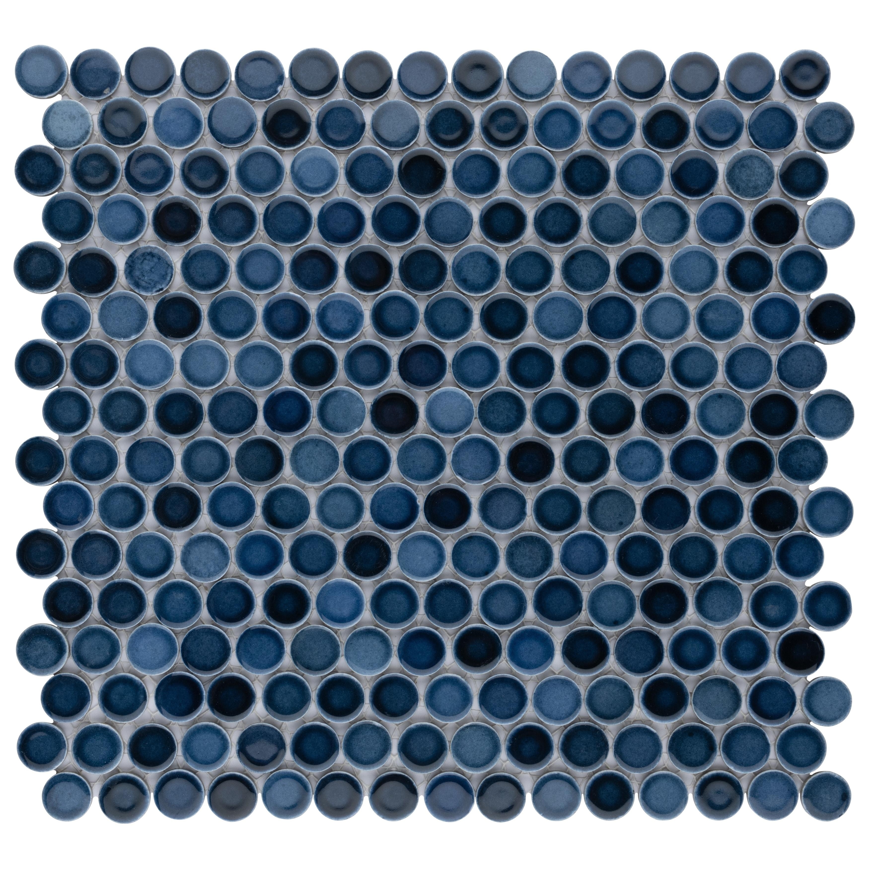 Merola Tile Hudson Penny Round Glacier 11-7/8" x 12-5/8" Porcelain Mosaic Floor and Wall Tile