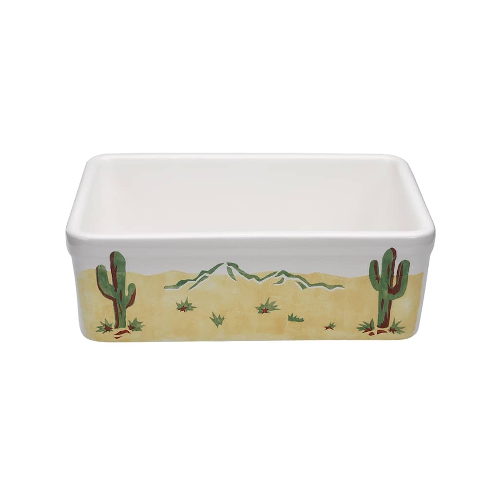 24" x 20" Single Bowl Hand Painted Fireclay Kitchen Sink