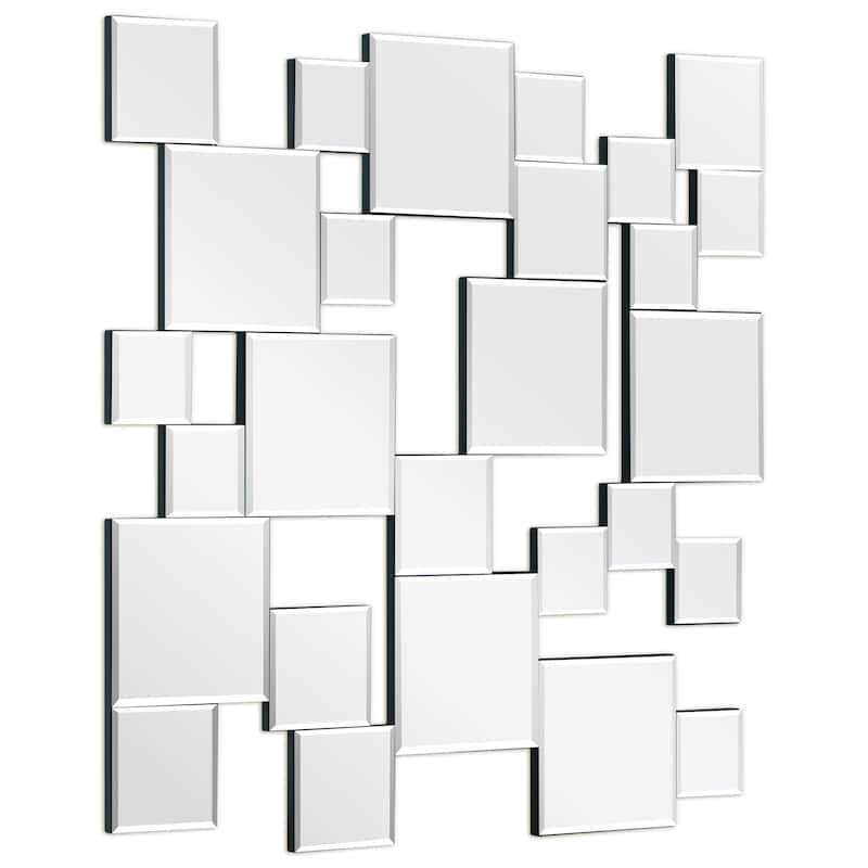 Elegant Cluster Wall Mirror,Beveled Squares Mirror,Bathroom Mirror, 32"x32" - Clear - 32" x 32"