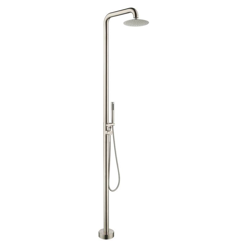 81"H Stainless Steel Freestanding Outdoor Shower with Handheld Shower - Brushed Nickel - Included Hand Shower