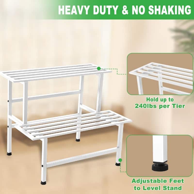 Metal Plant Stand Outdoor Plant Shelf Indoor - 26 x 17.75 x 20.25 inches