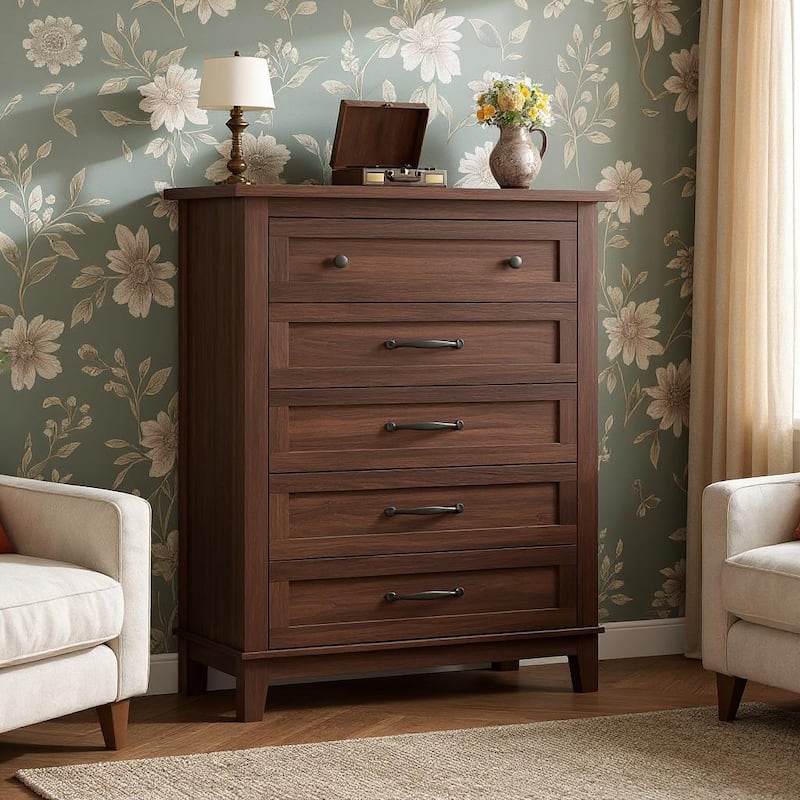41.3" Tall Vertical Drawer Dresser, with Large Storage - Brown