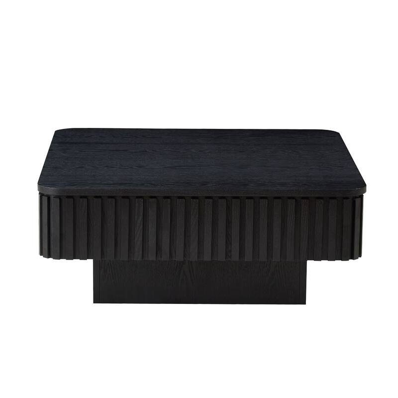 35.43 Inch Handcraft Drum Coffee Table Square Coffee Table,Lift Top Wooden Coffee Table with Hidden Storage Space