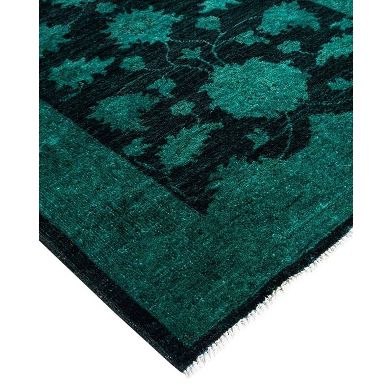 Overton Hand Knotted Wool Vintage Inspired Modern Contemporary Overdyed Black Runner Rug - 2' 8" x 19' 7"