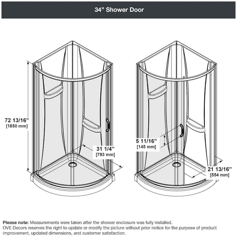 Ove Decors 15SKA-BREF34-AC Breeze 34in. L x 34in. W x 73.25 in. H