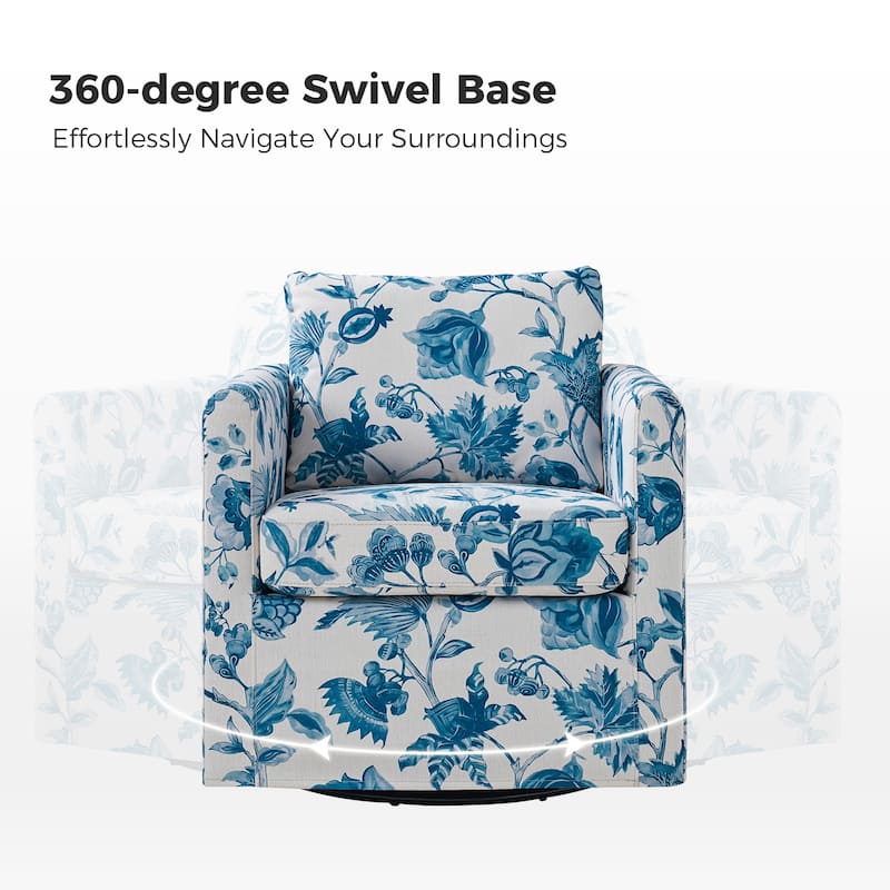 Erkenbald Modern Slipcovered Swivel Chair with Removable Cushion Set of 2 by HULALA HOME
