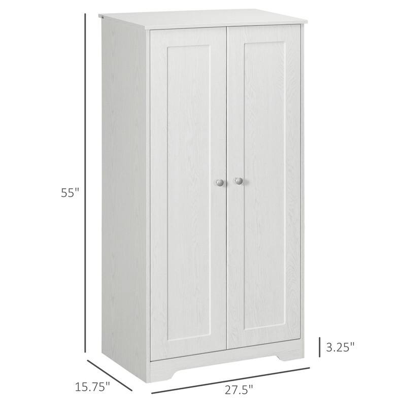 Freestanding Kitchen Pantry with 2 Doors and Adjustable Shelves