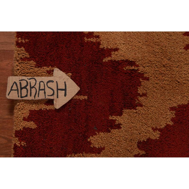 Hand Knotted Oriental 100% Wool Carpet Modern Geometric Oranges & Rust Moroccan Area Rug - 11' 8'' X 8' 10''