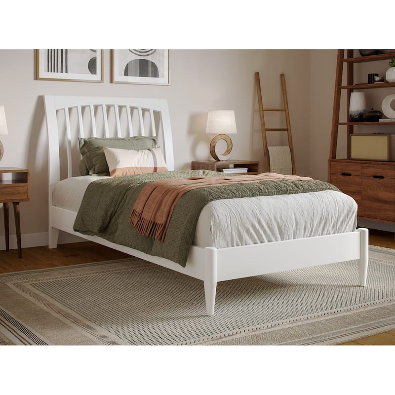 Orleans Solid Wood Low Profile Sleigh Platform Bed - White - Twin XL