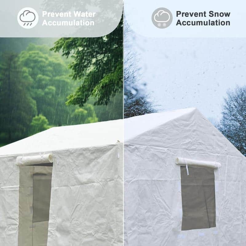 Domi 8' x 8' Universal Winter Gazebo Cover, All Season Waterproof Enclosed Cover with Sidewalls & Ventilated Mesh Windows, White