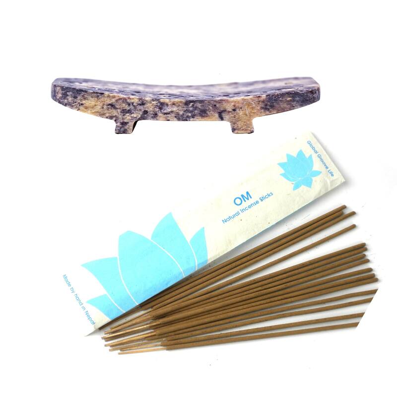 Carved Soapstone Incense Holder with Stick Incense