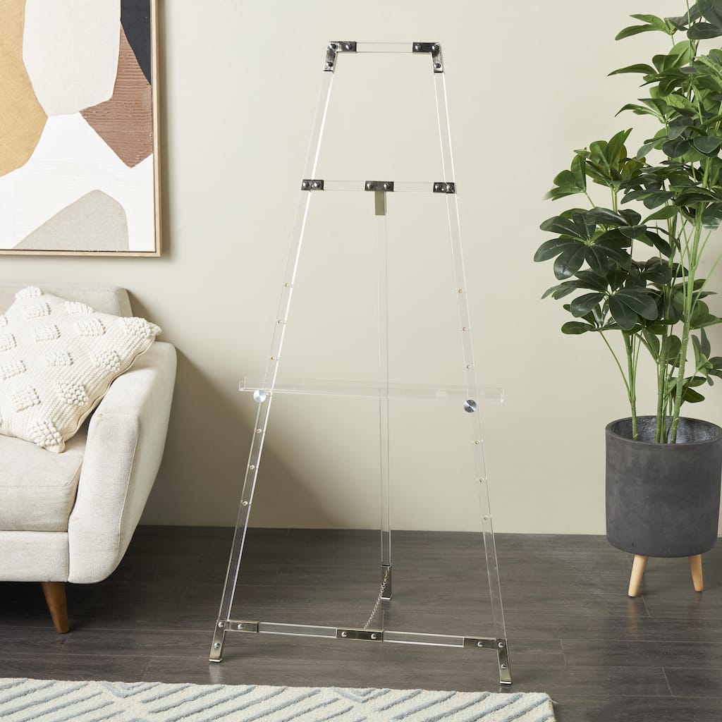 Clear Acrylic Plastic Adjustable 7 Tier Display Easel with Silver or Gold Accents and Chain Support