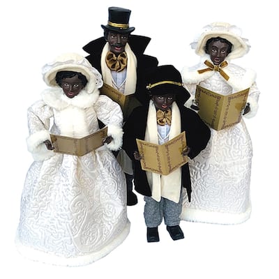 4 Black White African American Splendor Carolers Christmas Figures 18"