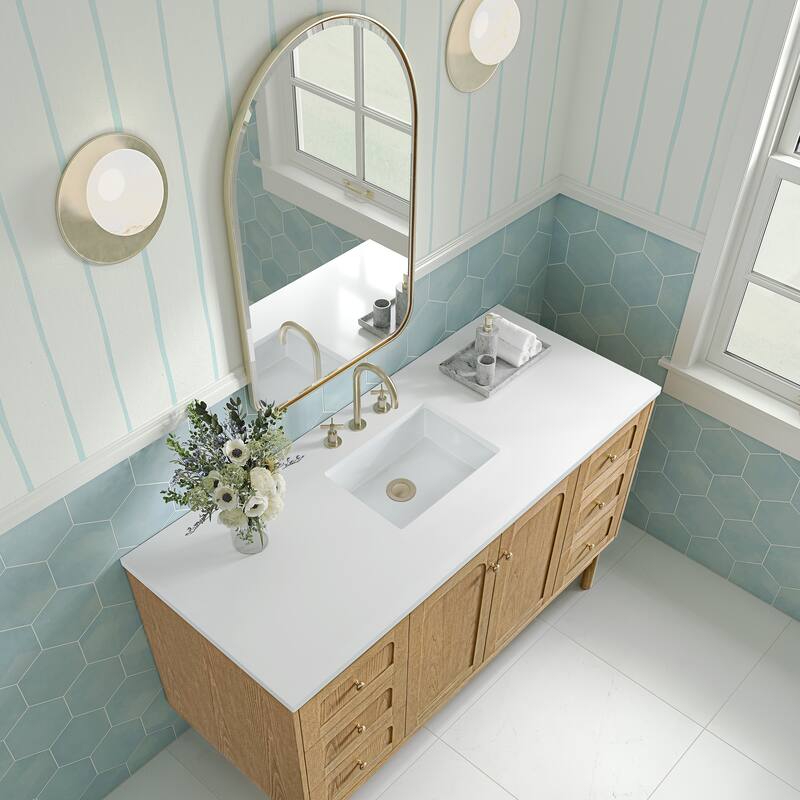Laurent 60" Single Vanity, Light Natural Oak - 60S - White Zeus