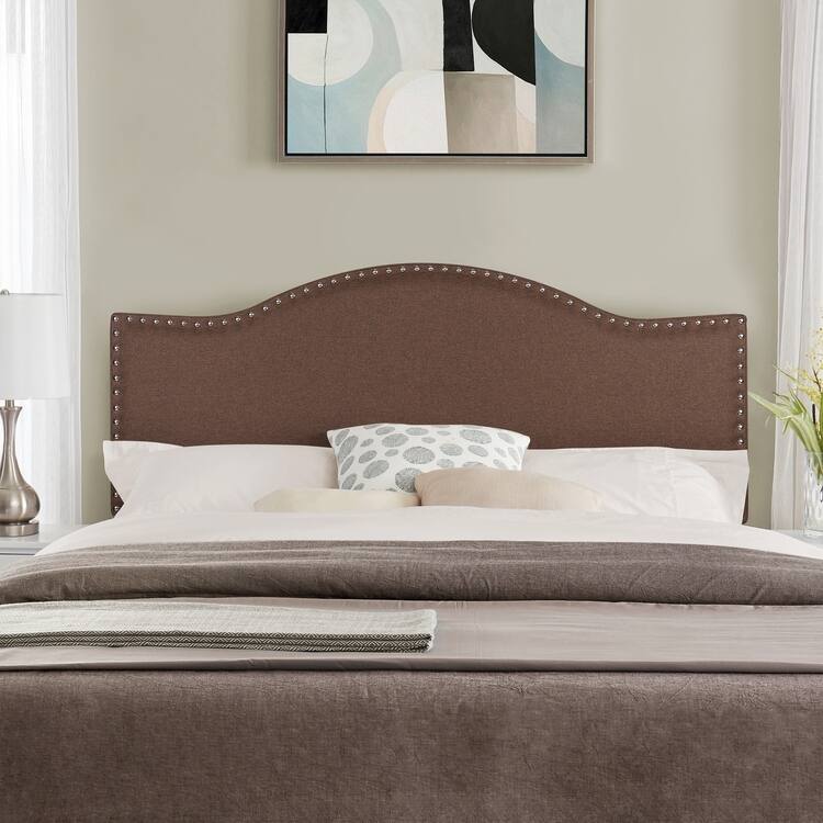 Upholstered Headboard with Nailhead Trim Height Adjustable Headboard Modern Head Board Fabric Headboard