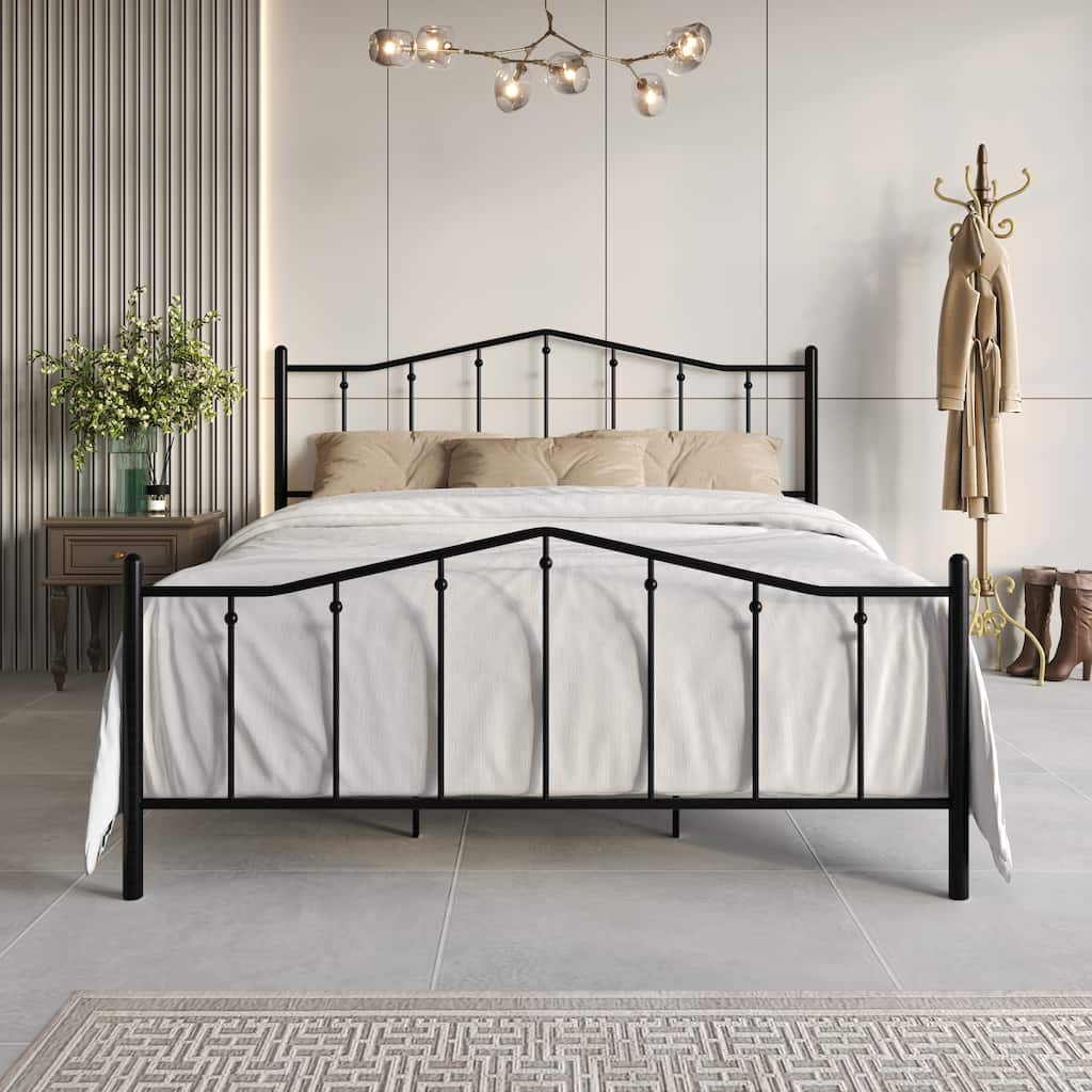 Clayfell Atmore Metal Platform Bed Frame, Iron Bed with Headboard & Footboard, No Box Spring Needed