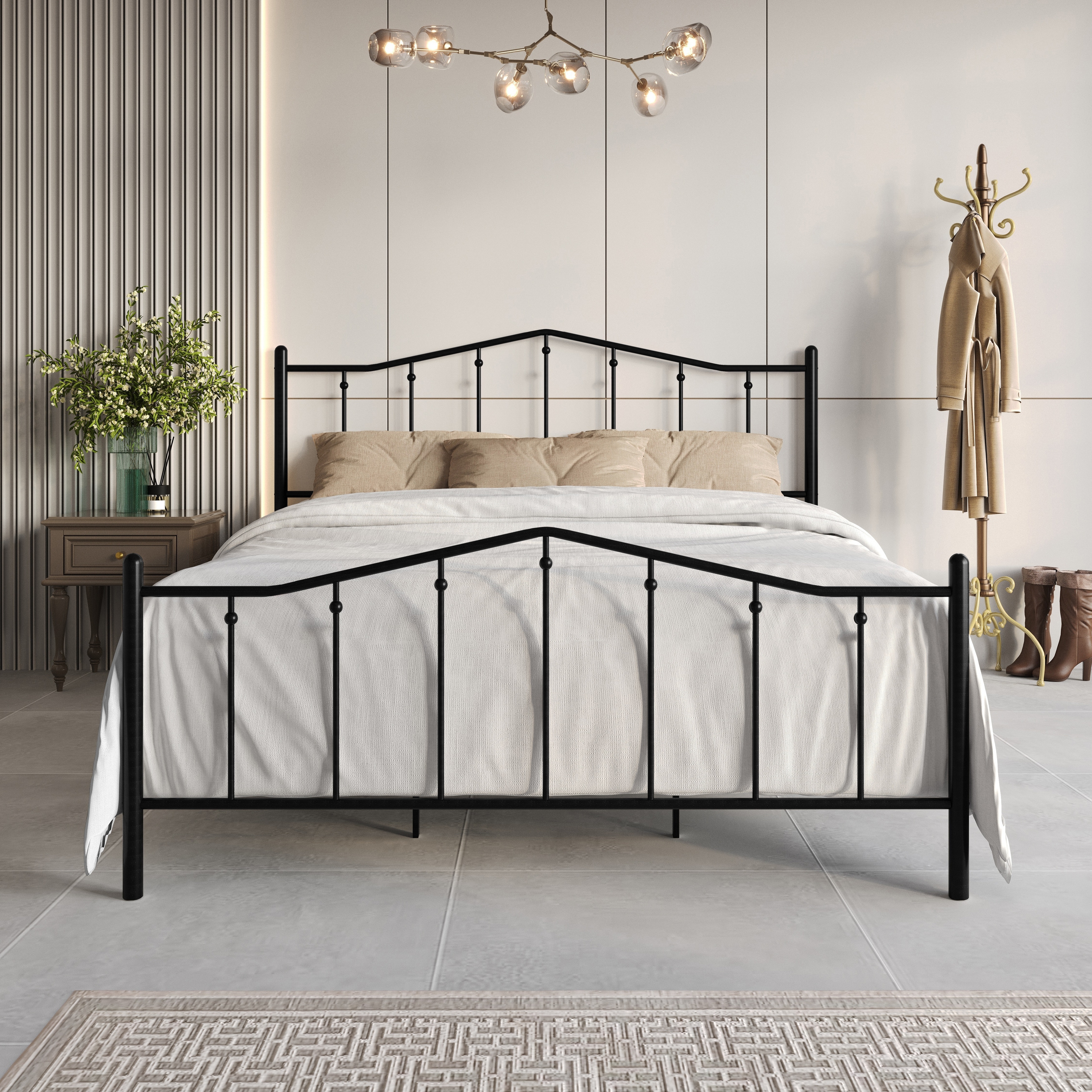 Clayfell Atmore Metal Platform Bed Frame, Iron Bed with Headboard & Footboard, No Box Spring Needed