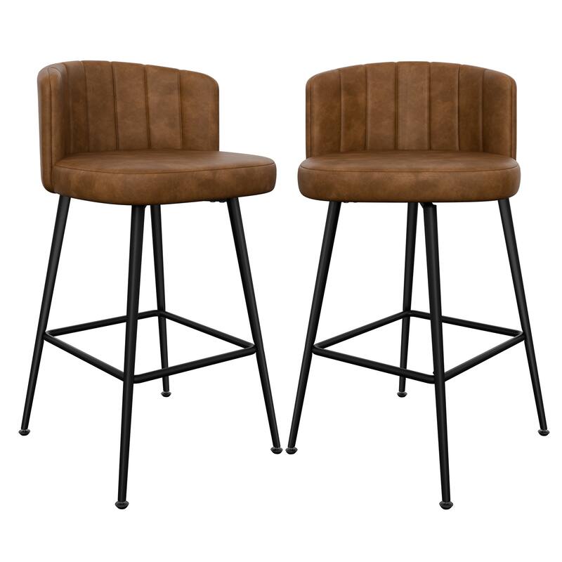 Swivel Upholstered Bar & Counter Stool Set with Metal Frame - 37" H X 19.7"W X 18.7" D