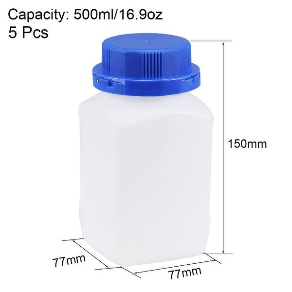 5x Plastic Lab Reagent Bottle Sample Sealing Liquid Storage Container