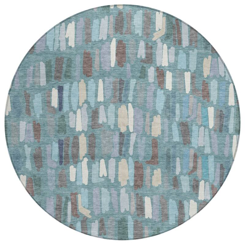 Machine Washable Indoor/ Outdoor Modern Mosaic Chantille Rug