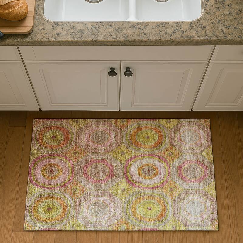 Premium Washable Super Soft Traditional Mamluk Mayfield Rug - Orange - 1'8" x 2'6"