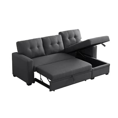 Upholstered Pull Out Sectional Sofa with Chaise - 82"W x 53"D x 34.5"H
