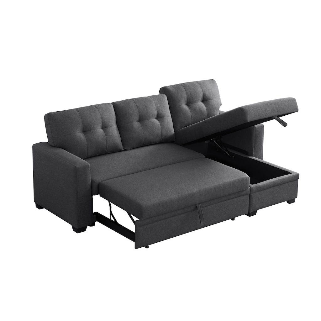 Upholstered Pull Out Sectional Sofa with Chaise - 82"W x 53"D x 34.5"H