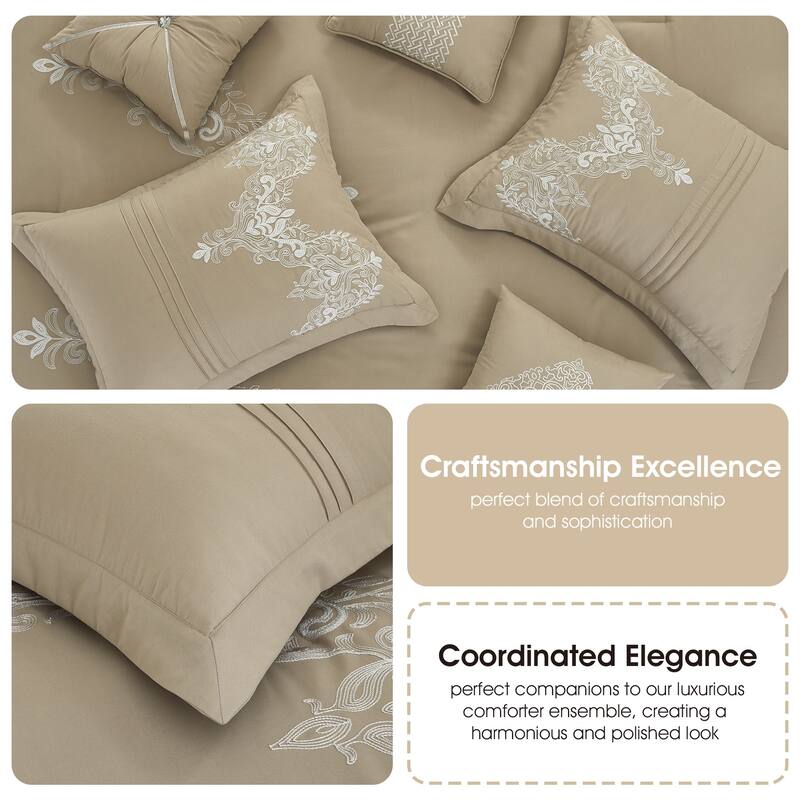 Nanshing Lacy 7 Piece Damask Embroidery Comforter Set