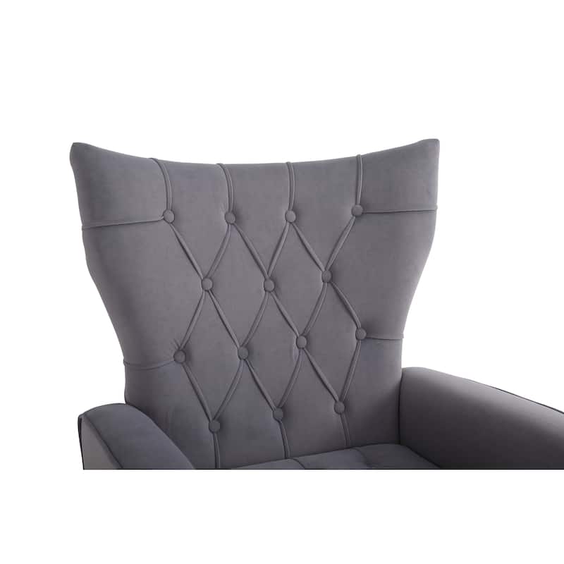 31.5" Velvet Button Tufted Arm Chair