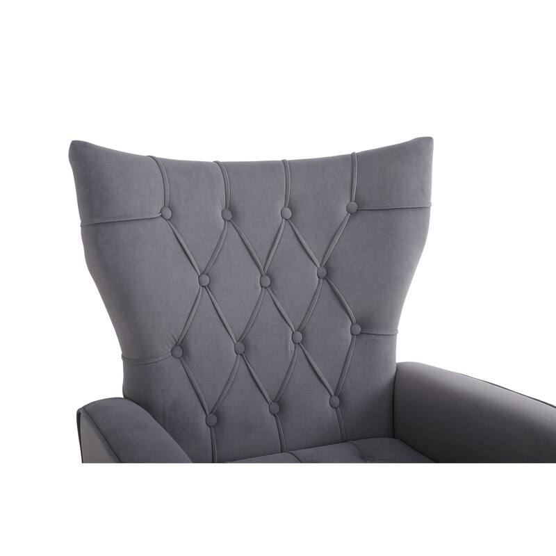 Upholstered Accent Chair with Ottoman, Single Armchair Lounge Chair for Living Room