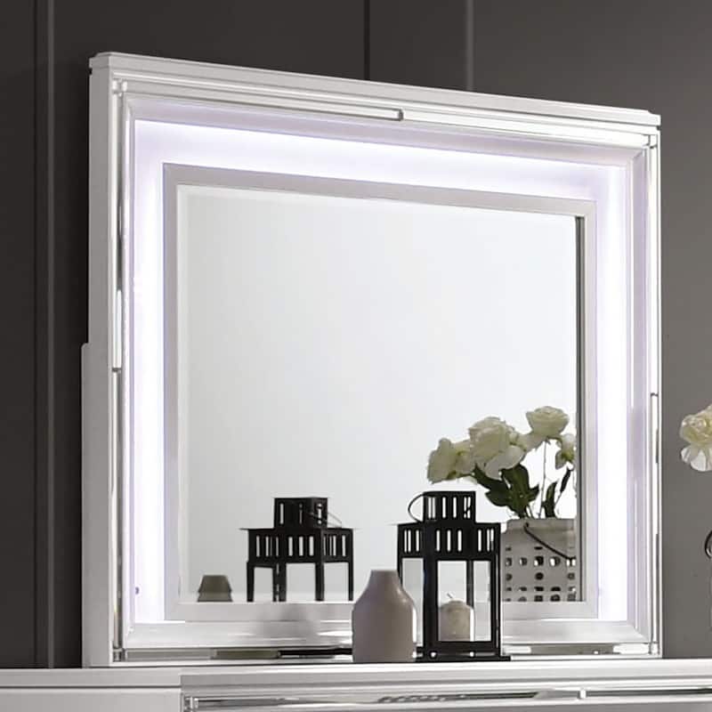 Bel Air Modern White 64-inch Wide Wood 6-Drawer 2-piece Dresser and Mirror Set by Furniture of America