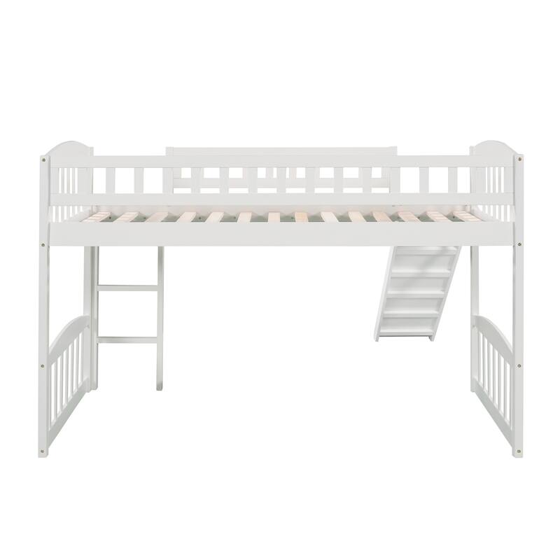 Twin Solid Wood Loft Bed with Slide and Ladder